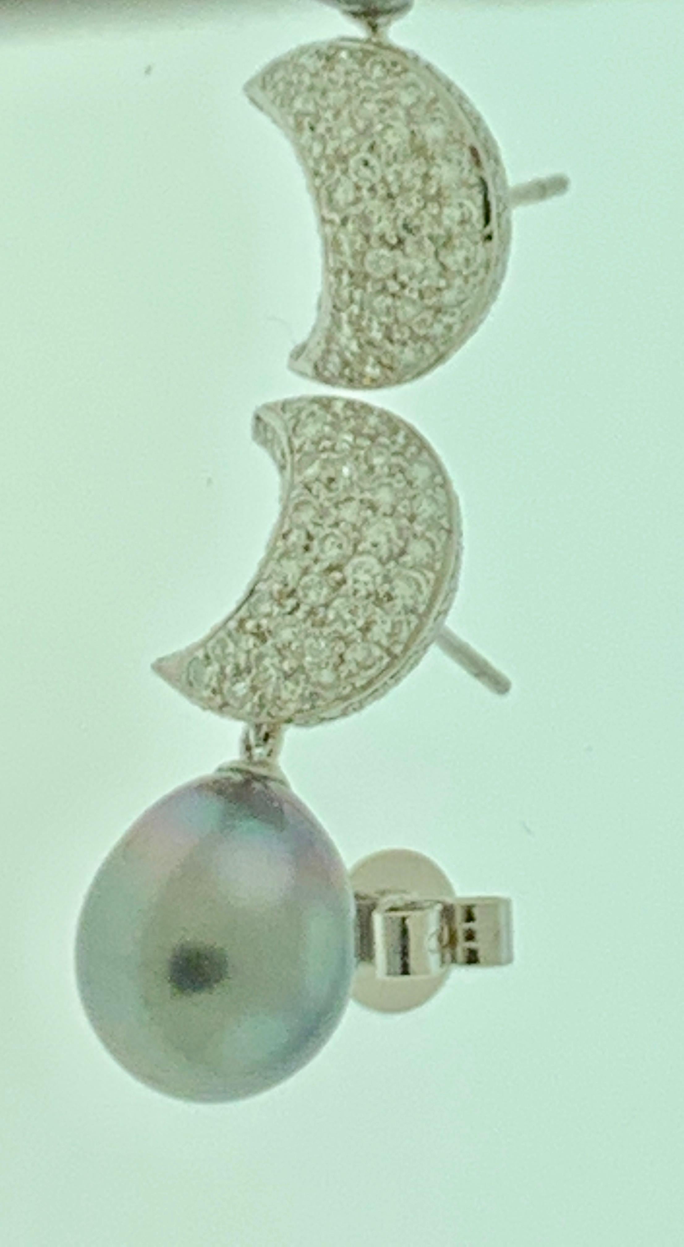 18 Karat Weißgold Cocktail-Ohrringe mit Diamanten in Grau und Schwarz, Tahiti-Grau im Angebot 4