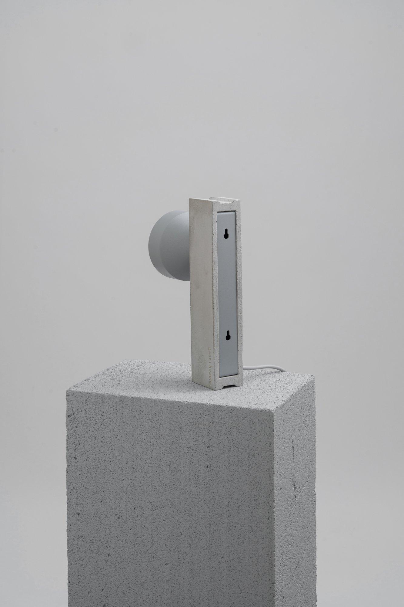 Post-Modern Grey Block Table Lamp by +kouple For Sale