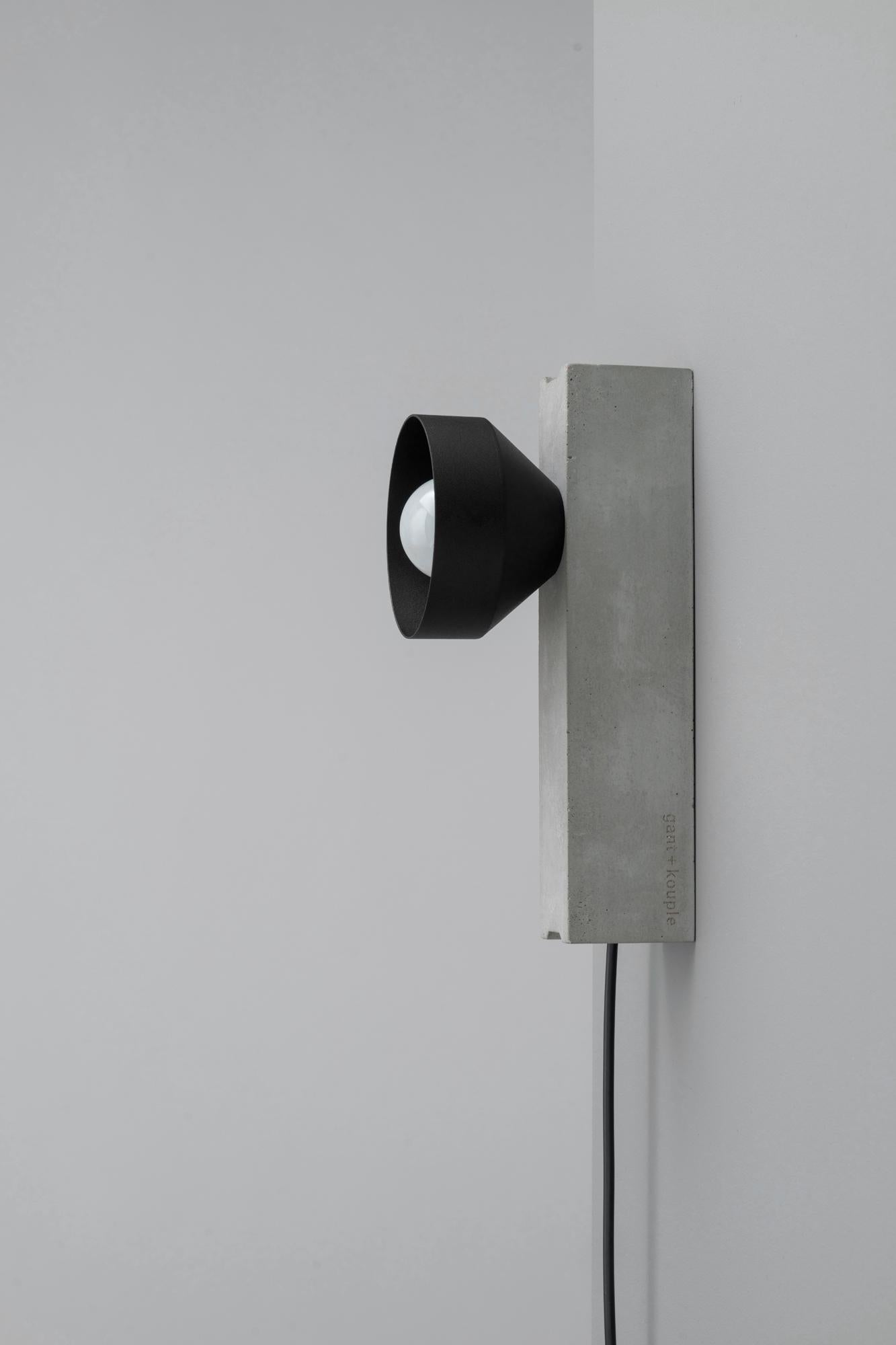 Contemporary Grey Block Wall Lamp by +kouple For Sale