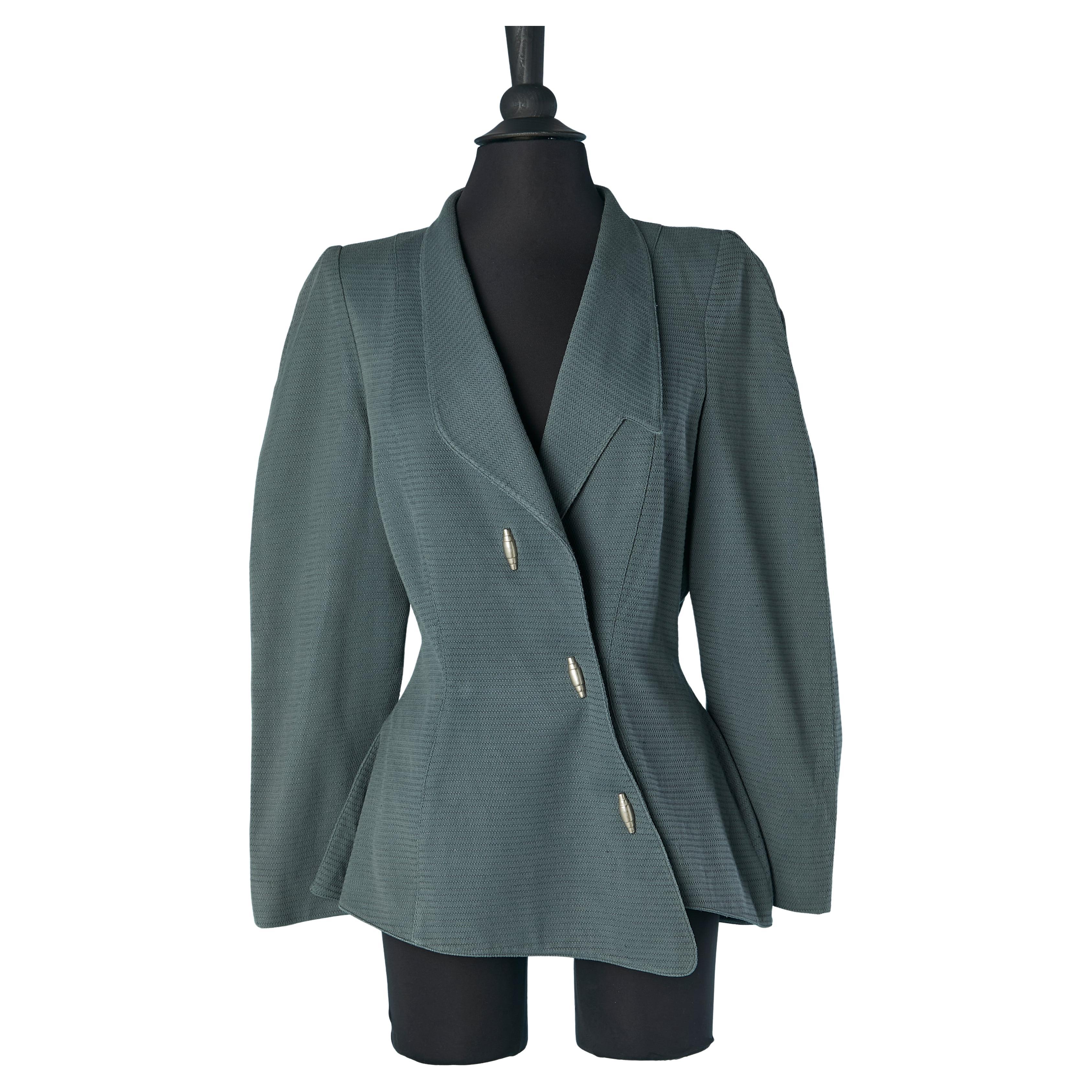 Chaqueta asimétrica cruzada gris-azul Thierry Mugler ACTIV en venta