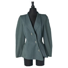 Giacca asimmetrica doppiopetto grigio-blu Thierry Mugler ACTIV