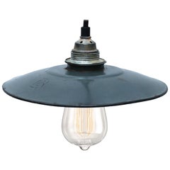Grey Blue Enamel French Vintage Industrial Pendant Light