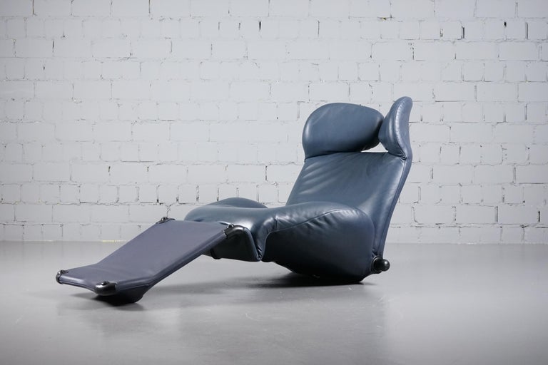 111 Wink Armchair Poltrona Wink Di Cassina Grey-Blue Leather Wink