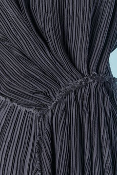 Grey-blue pleated sleeveless dress with lace NINA RICCI