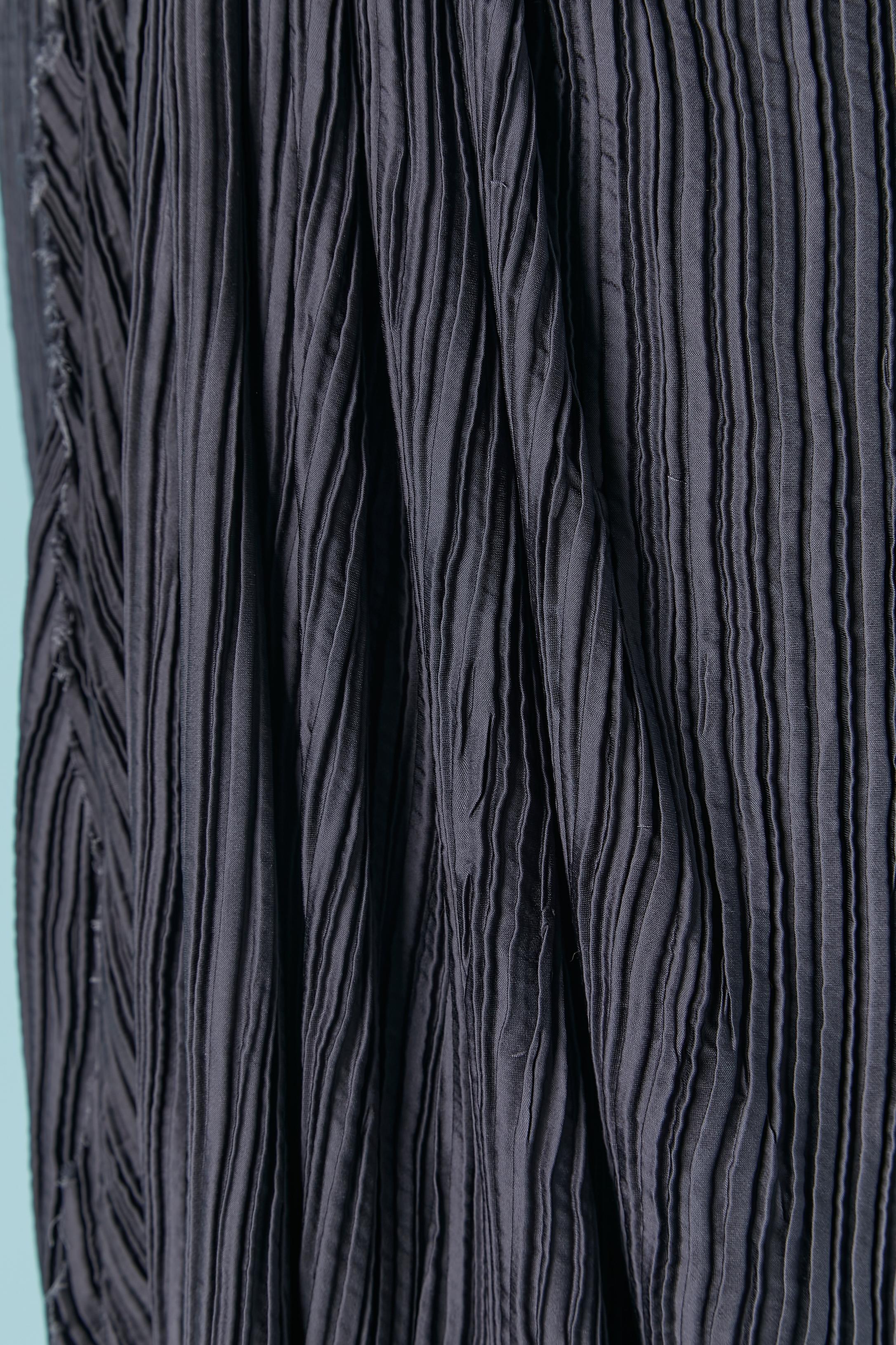 Robe sans manches gris-bleu plissée avec dentelle NINA RICCI en vente 1