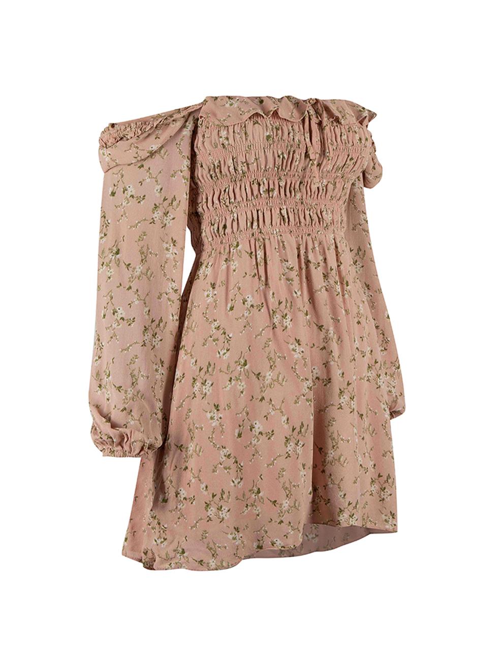 CONDITION is Very good. Hardly any visible wear to dress is evident on this used Reformation designer resale item. 



Details


Pink

Viscose

Mini dress

Floral print pattern

Square neckline with ruffles and bow detail

Elastic shirred