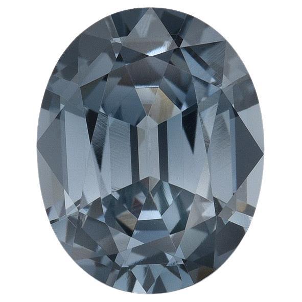 Grey Blue Spinel Ring Gem 3.62 Carat Oval Unmounted Loose Gemstone