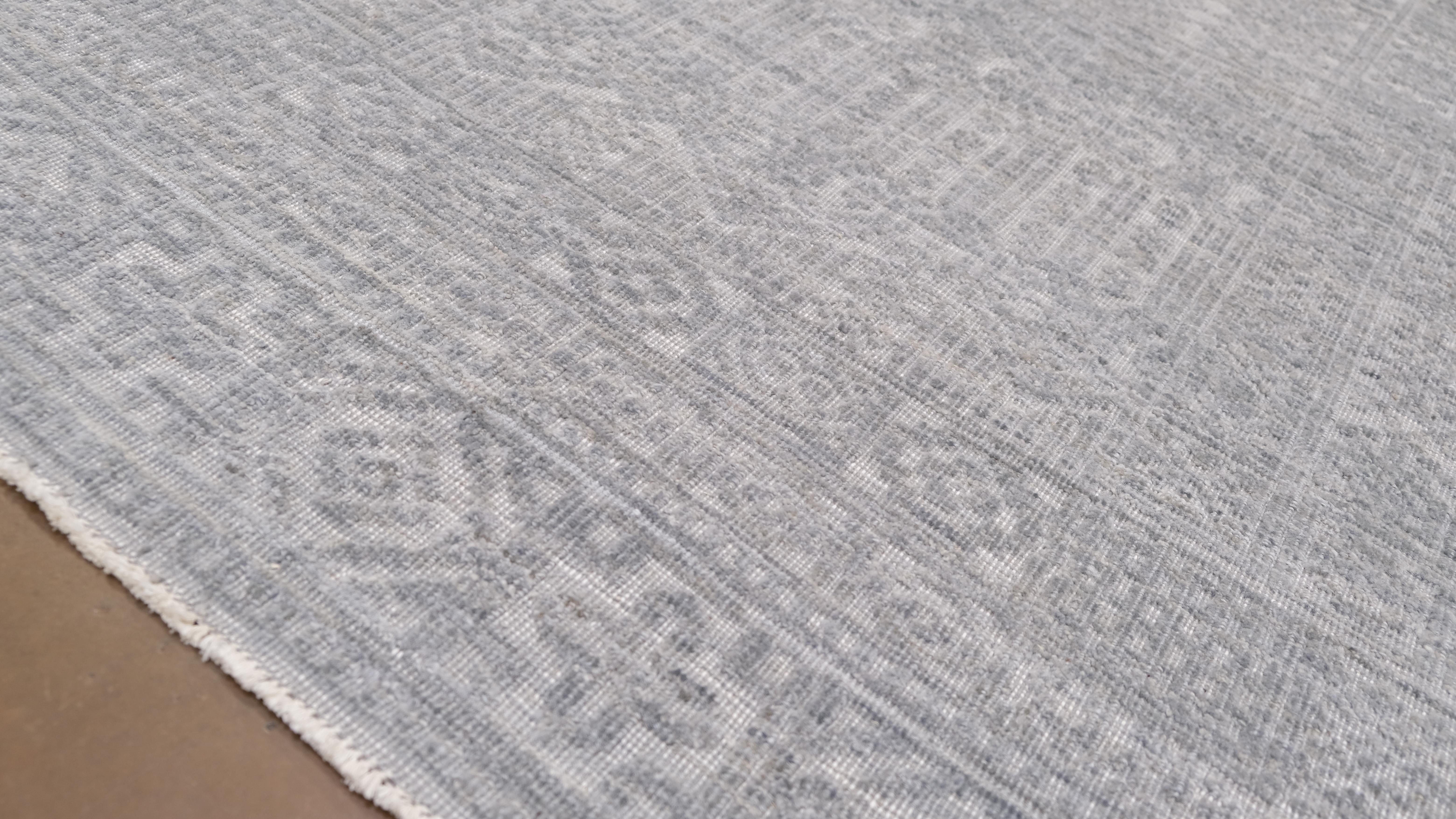 Grau Blauer, aufwändiger, geometrisch gemusterter Wollteppich 8'2''x9'10'' im Zustand „Neu“ im Angebot in Torrance, CA