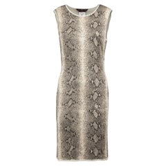 Vintage Metallic Grey Snakeskin Print Knitted Dress Size M