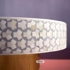 Grey Bone Inlay Square Coffee Table with Hammered Brass Legs by House of Jaipur