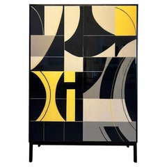 Grey Bossa Armoire by Morgan Clayhall – Customizable Mixed Media Artwork on Door