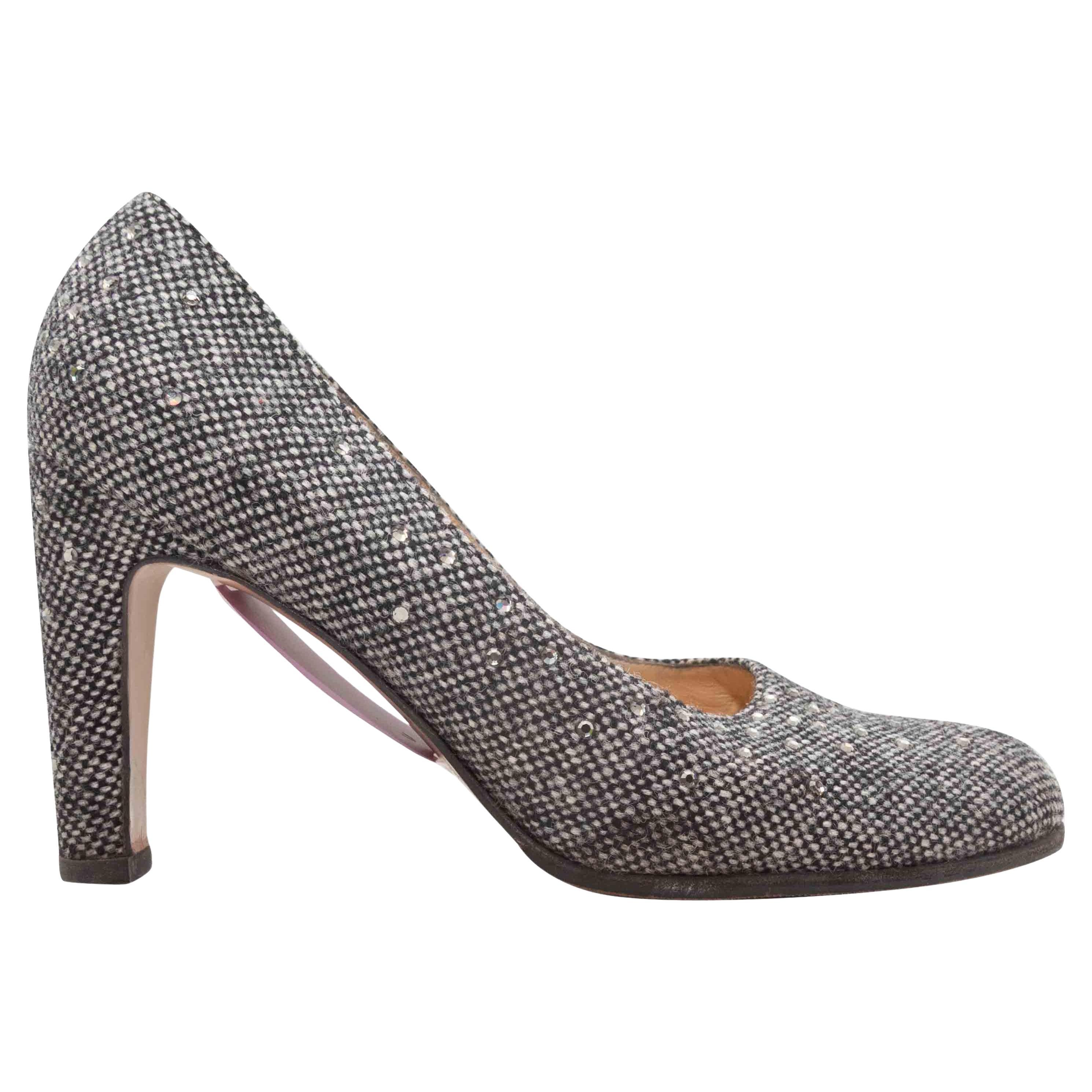 Grau Bottega Veneta Wolle verschönert Pumps Größe 39 im Angebot