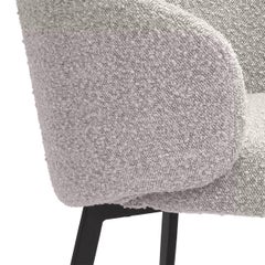 Grey Bouclé and Black Metal Feet Dining Chair