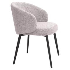 Silla de Comedor Bouclé Gris y Pies Metálicos Negros