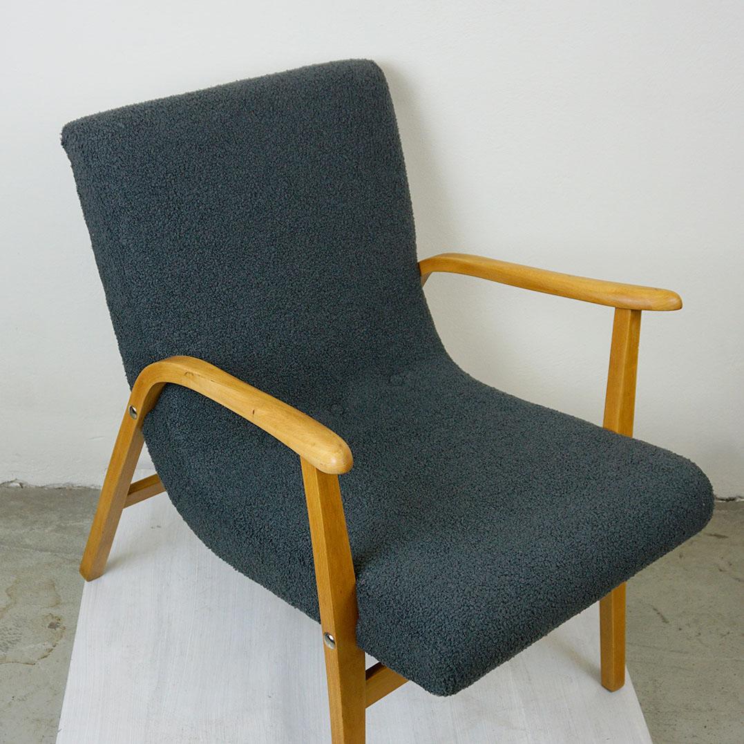 Autrichien Chaise longue Café Ritter en hêtre bouclé gris par Roland Rainer Vienna en vente