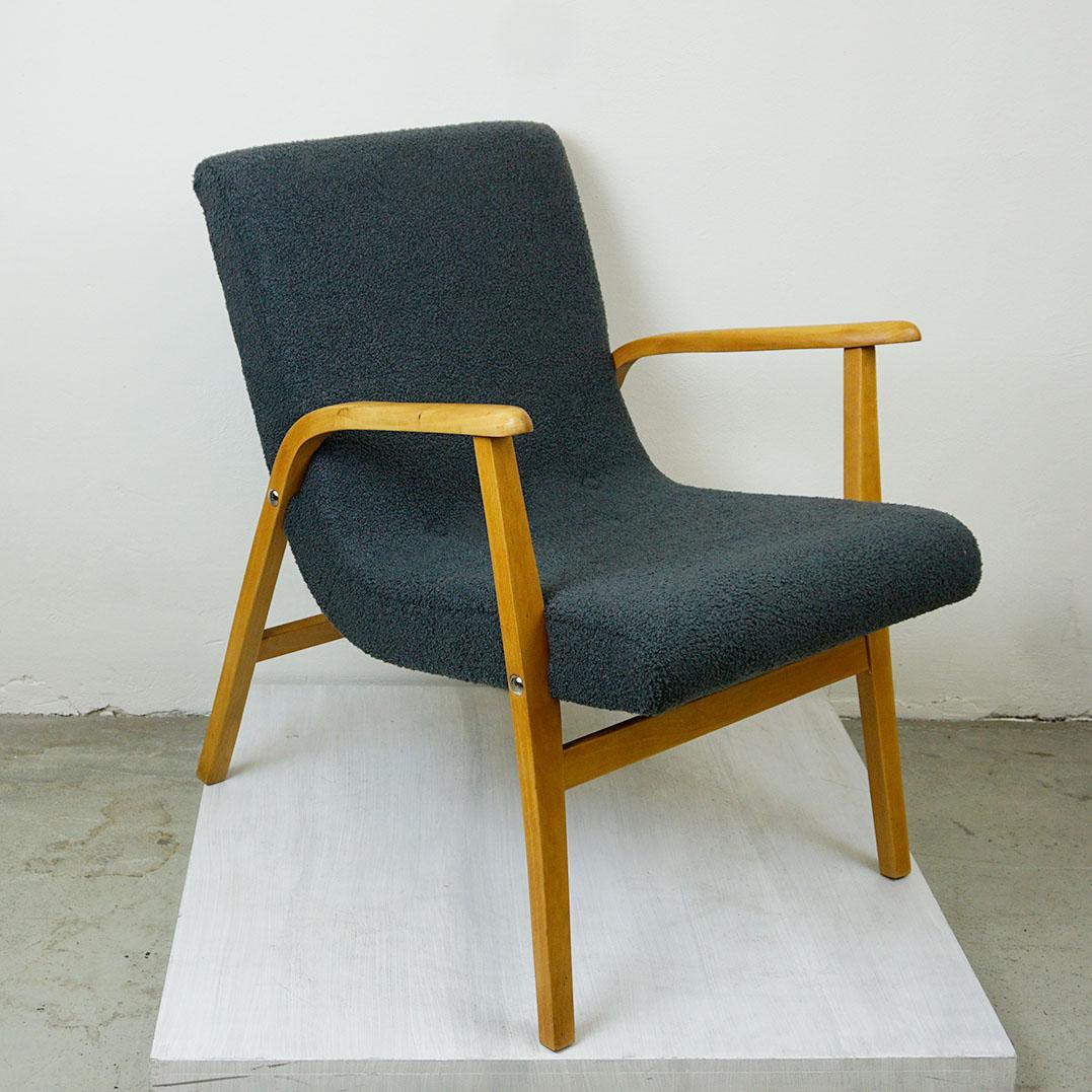 Milieu du XXe siècle Chaise longue Café Ritter en hêtre bouclé gris par Roland Rainer Vienna en vente