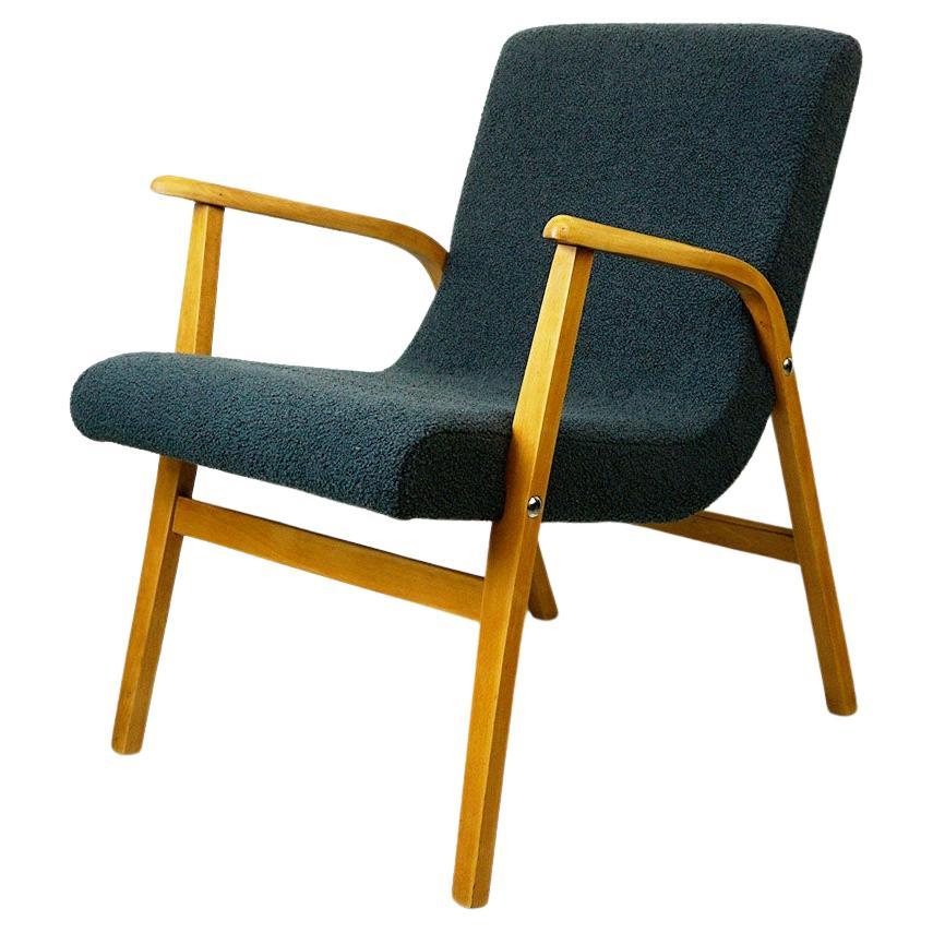 Silla de salón Café Ritter de madera de haya y bouclé gris de Roland Rainer Vienna