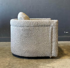 Grey Boucle Club Chairs on Casters - a Pair