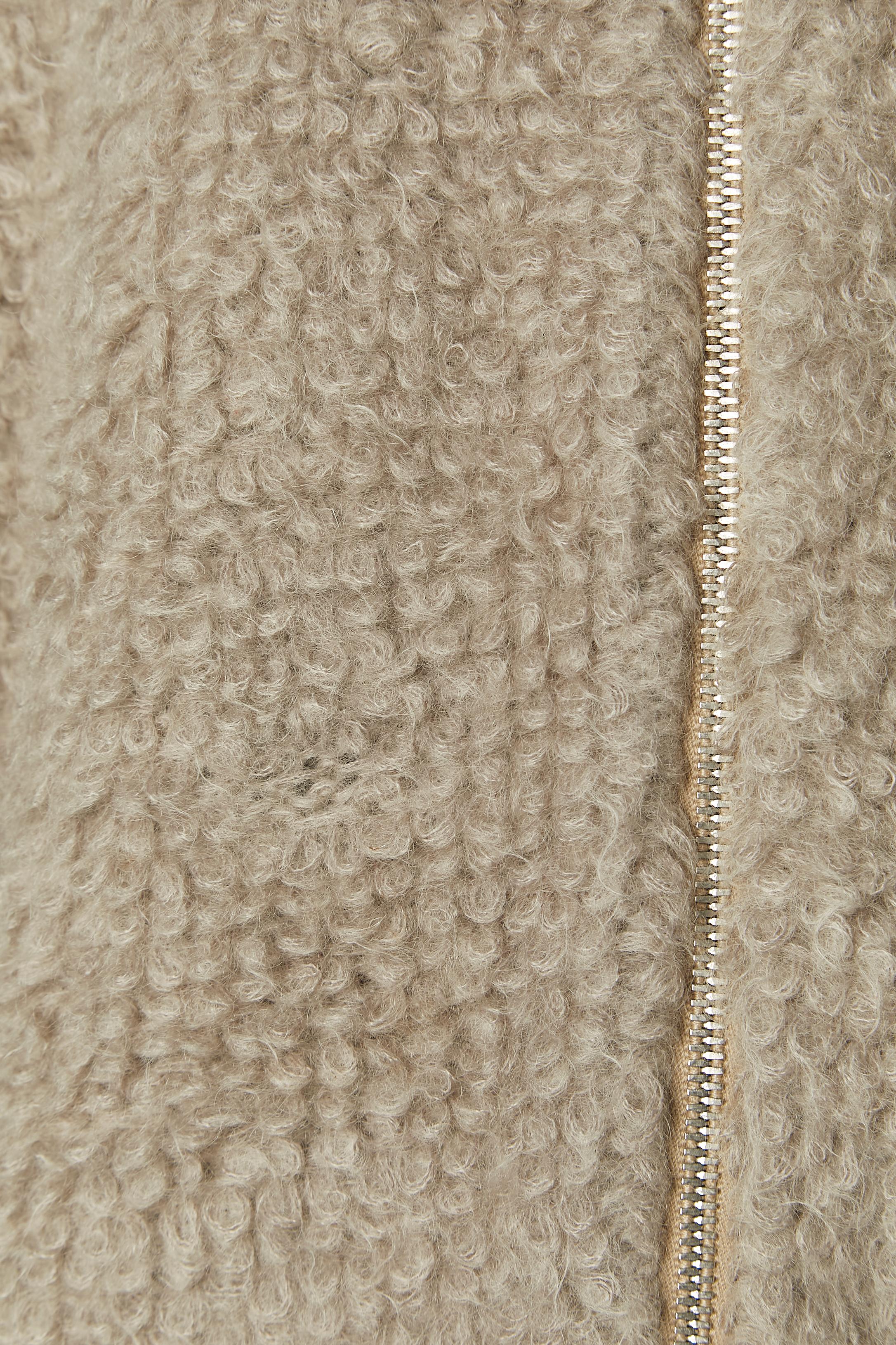 Marron Cardigan bouclette gris surdimensionné avec fermeture éclair Thierry Mugler en vente