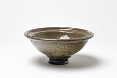 Grey/brown glazed ceramic cup by Gisèle Buthod Garçon, circa 1980-1990