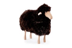 Grey Brown Wool + Beechwood Small Sheep