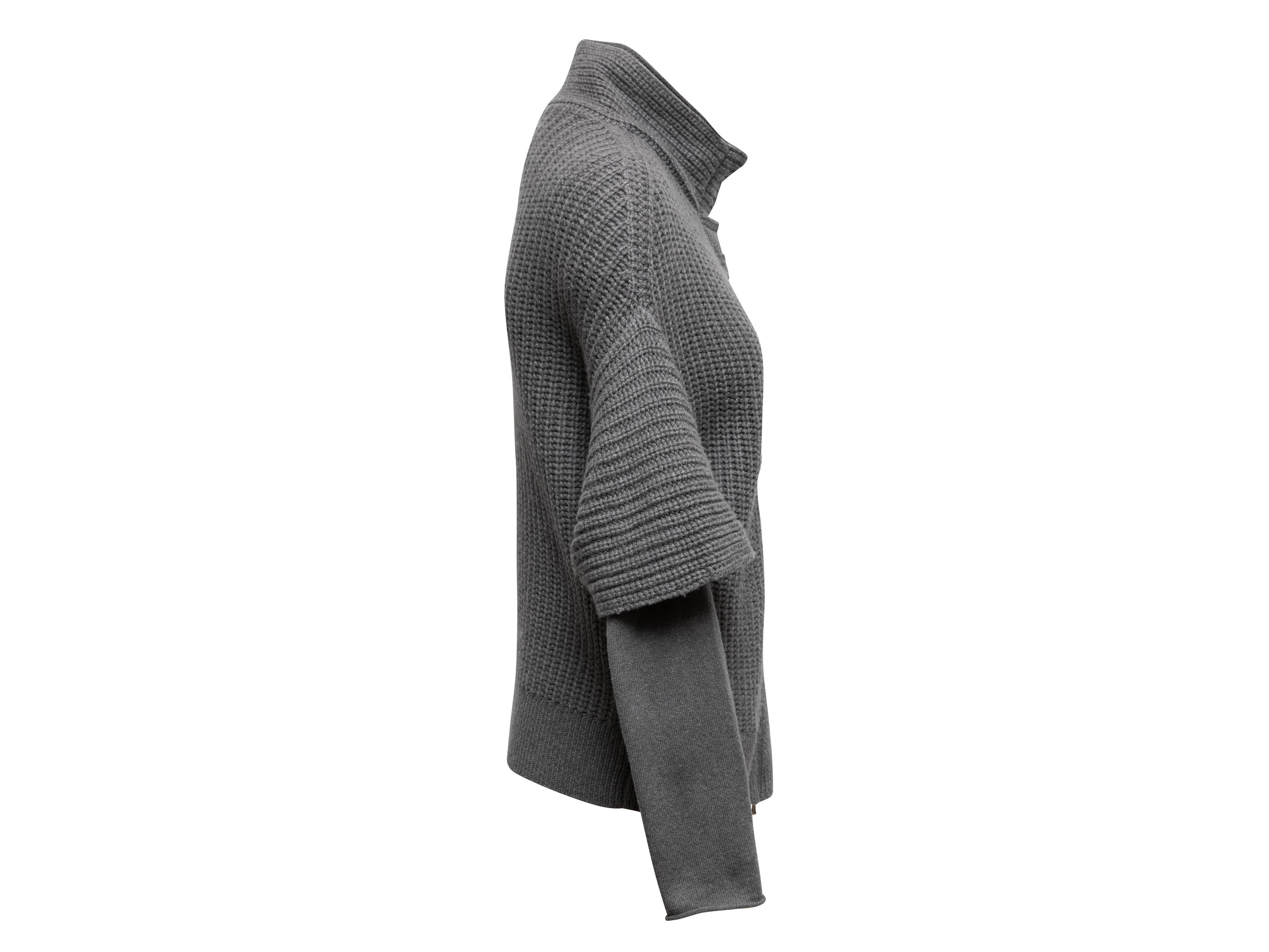 Grey Brunello Cucinelli Cashmere Cardigan Size US S In Good Condition For Sale In New York, NY