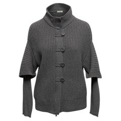 Graue Brunello Cucinelli Kaschmir-Strickjacke in Grau Größe US S