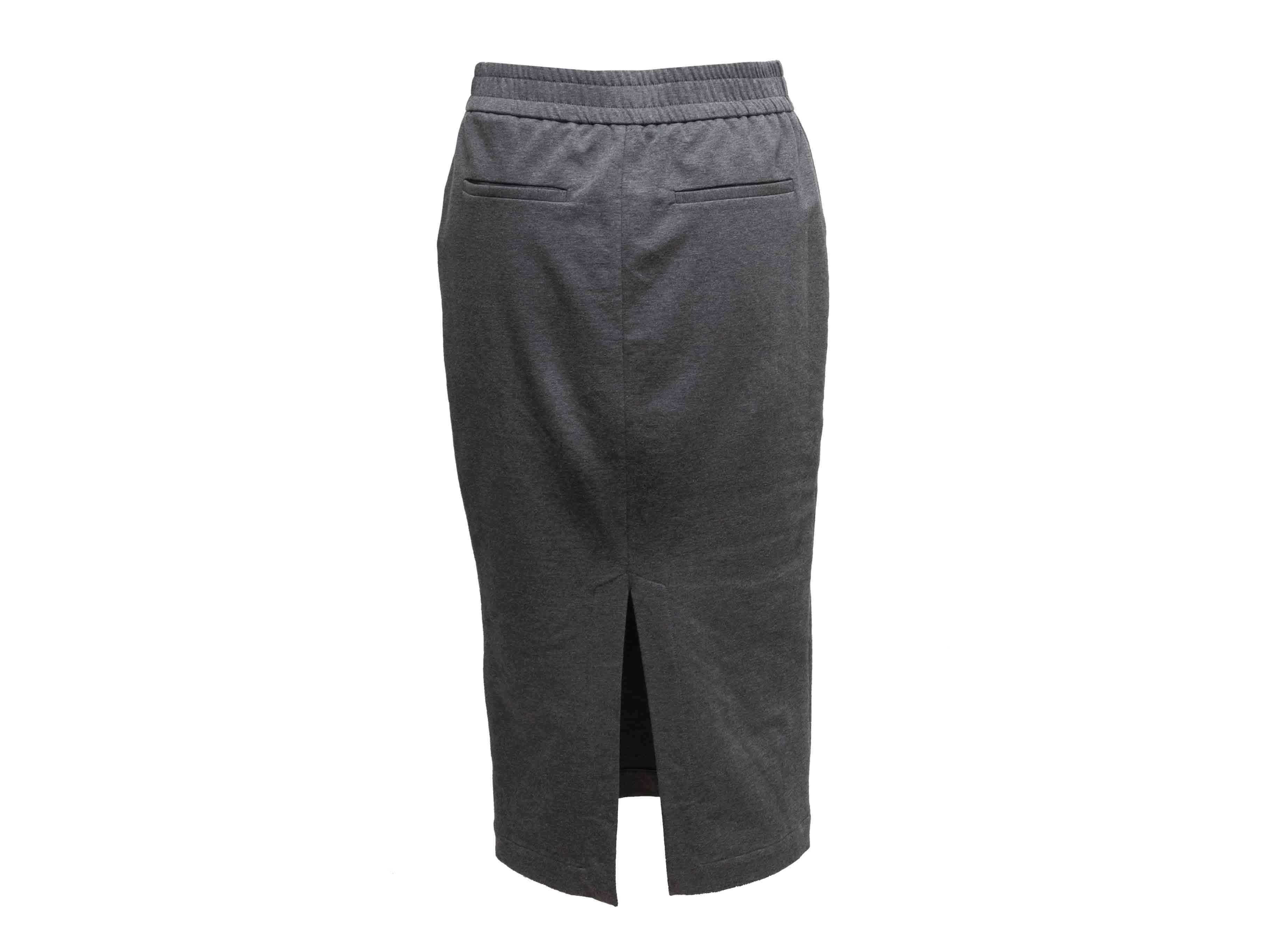 Grey Brunello Cucinelli Cotton Midi Skirt Size US S Negro en venta