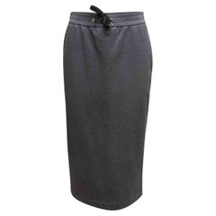 Grey Brunello Cucinelli Cotton Midi Skirt Size US S