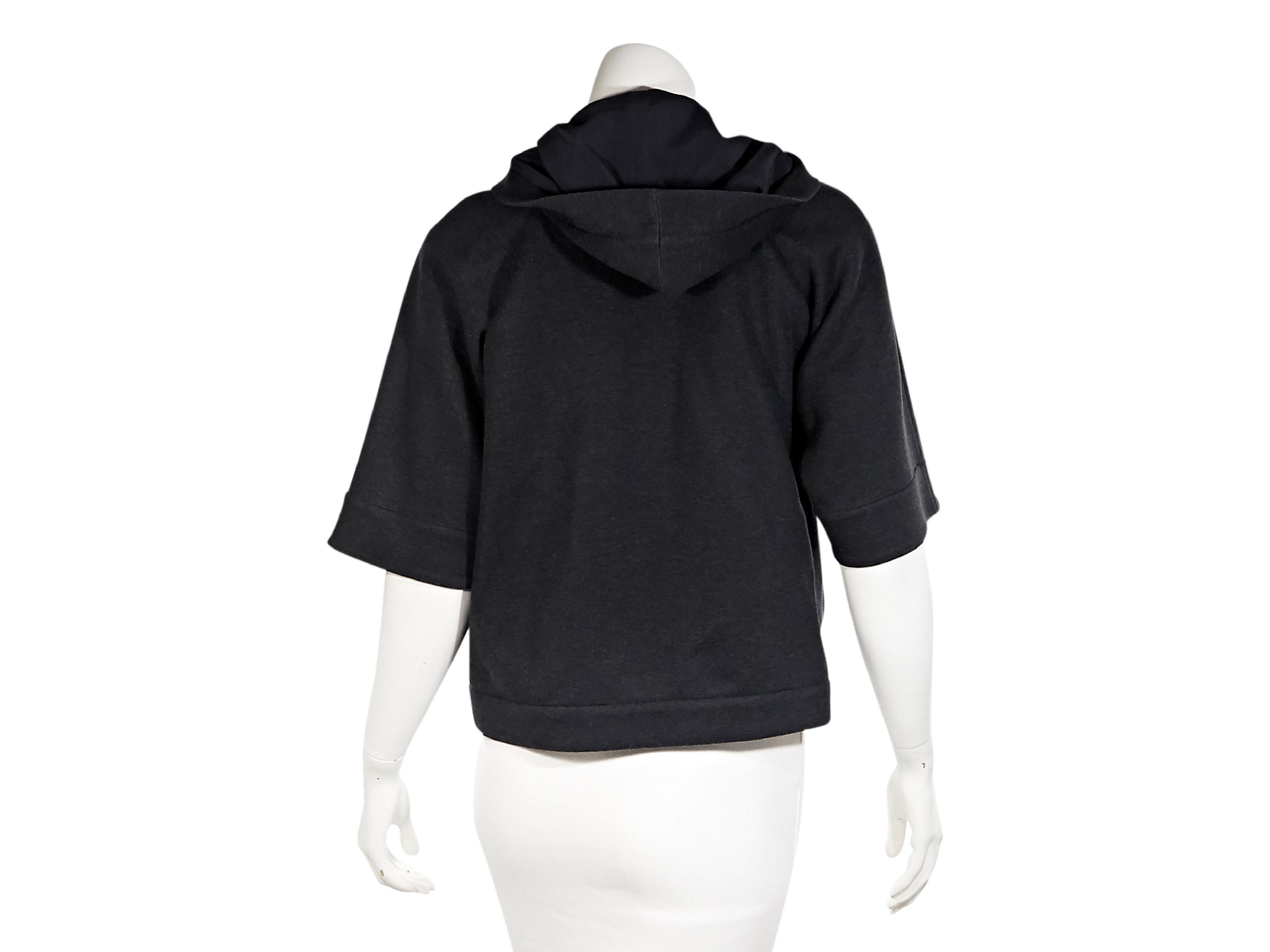 Black Grey Brunello Cucinelli Short-Sleeve Hoodie