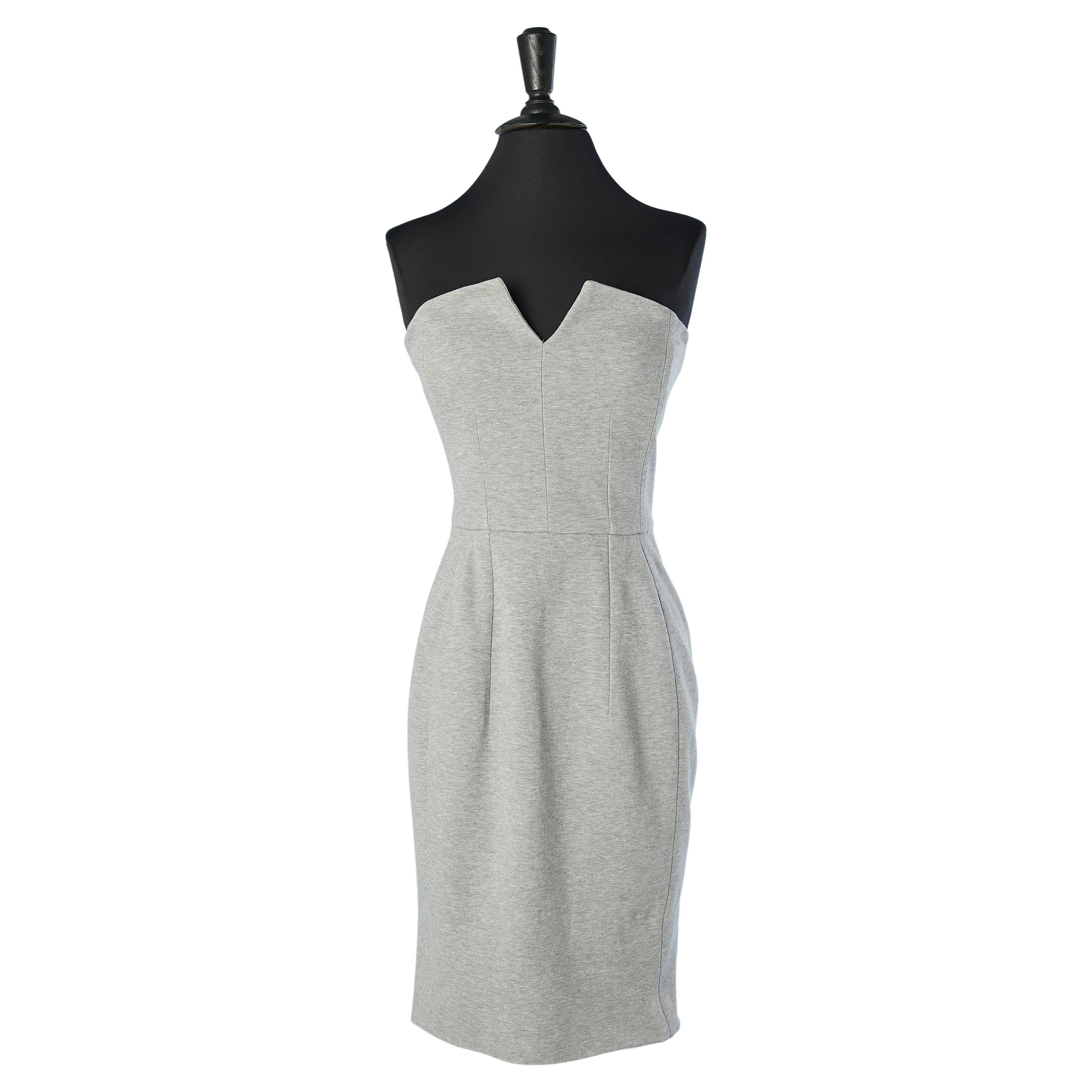 Grey bustier dress in cotton jersey Yves Saint Laurent SS 2008 For Sale