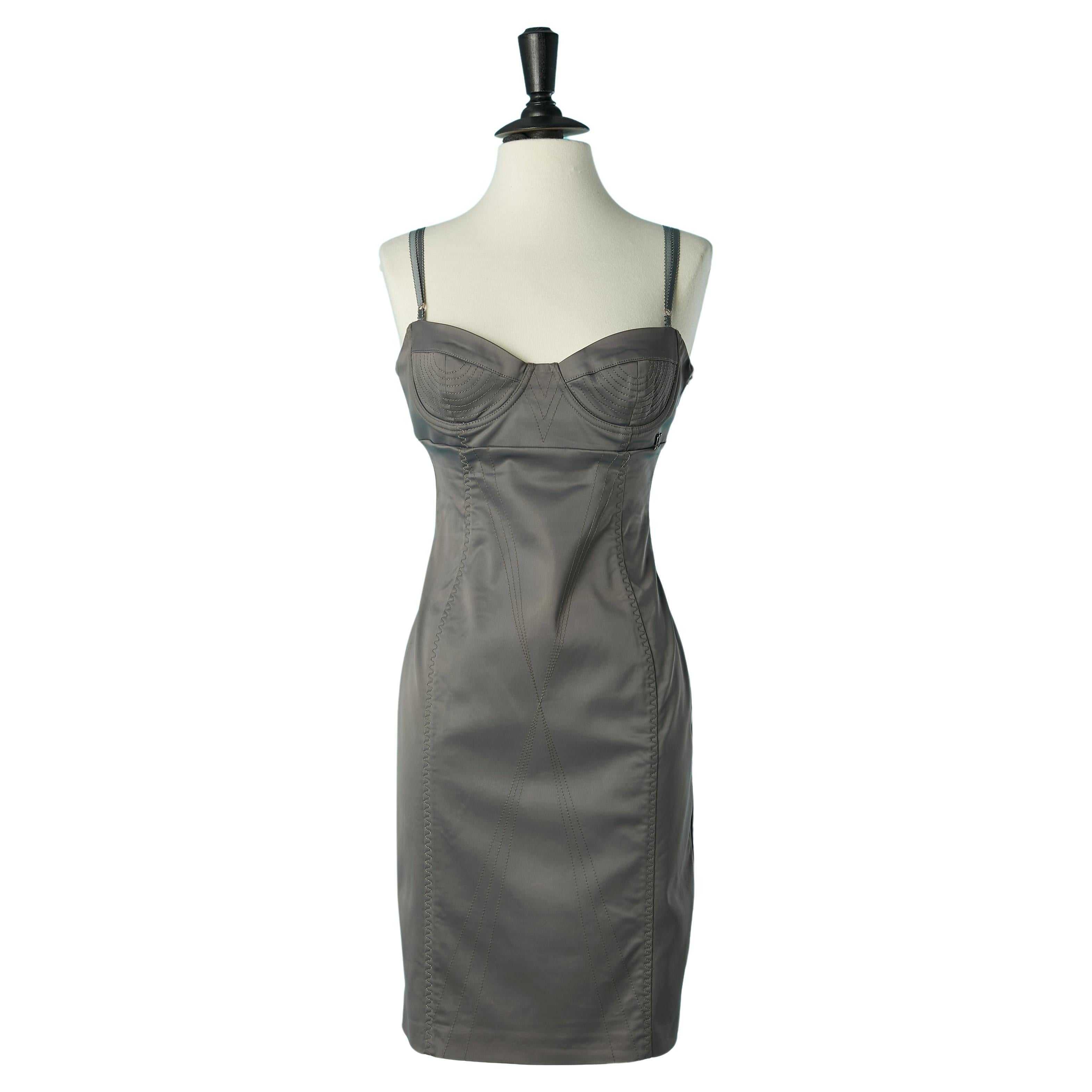 Grey bustier dress lingerie style Galliano  For Sale