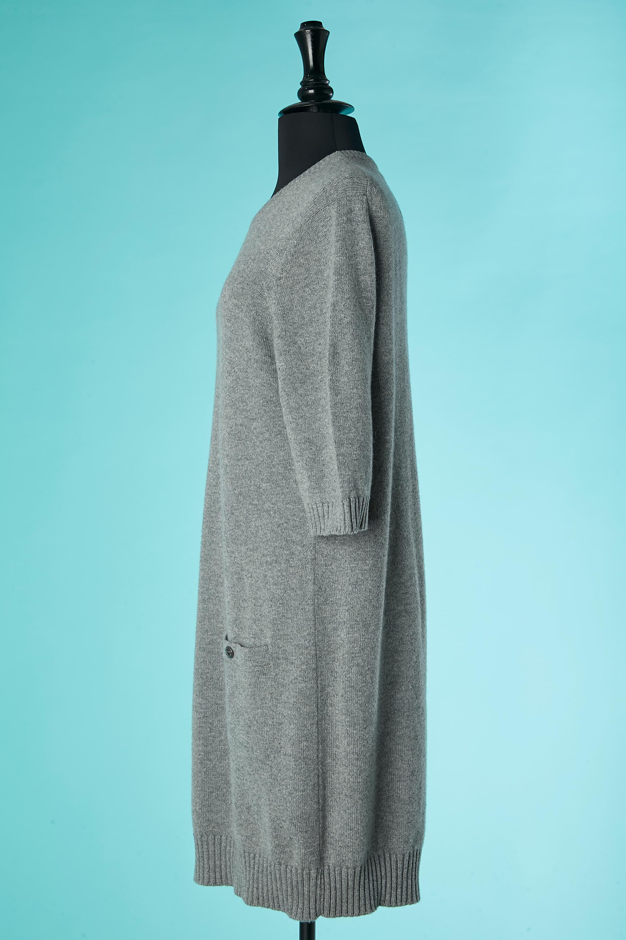 Women's Grey cashmere dress with short sleeves Chanel  For Sale