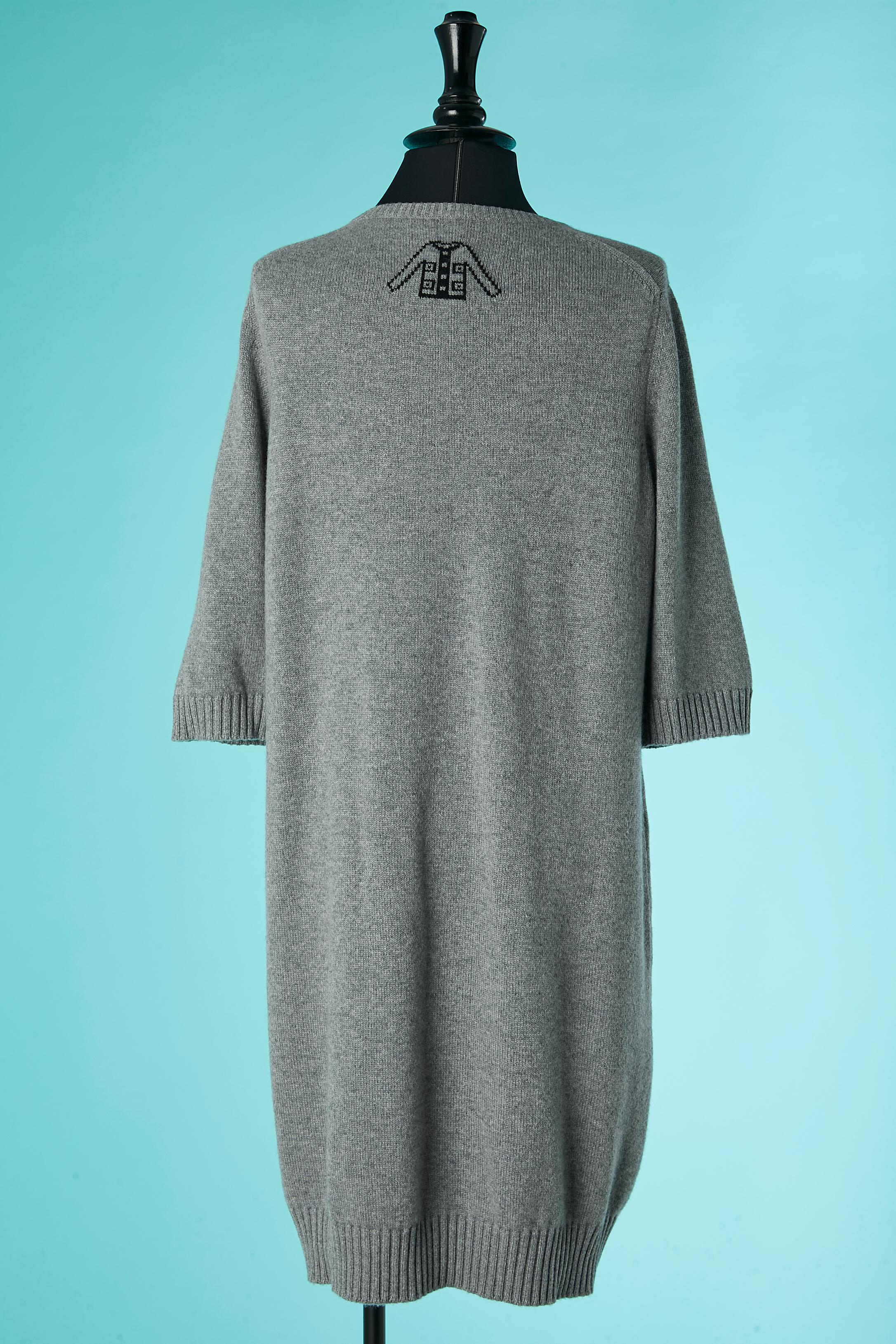 Grey cashmere dress with short sleeves Chanel  For Sale 1
