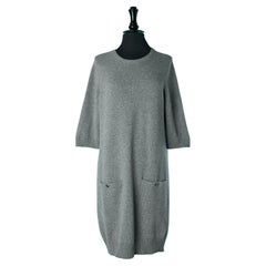 Grey cashmere dress with short sleeves Chanel 