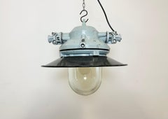Grey Cast Aluminium Explosion Proof Lamp with Enameled Shade, 1970s