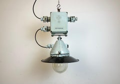 Grey Cast Aluminium Explosion Proof Lamp with Enameled Shade, 1970s