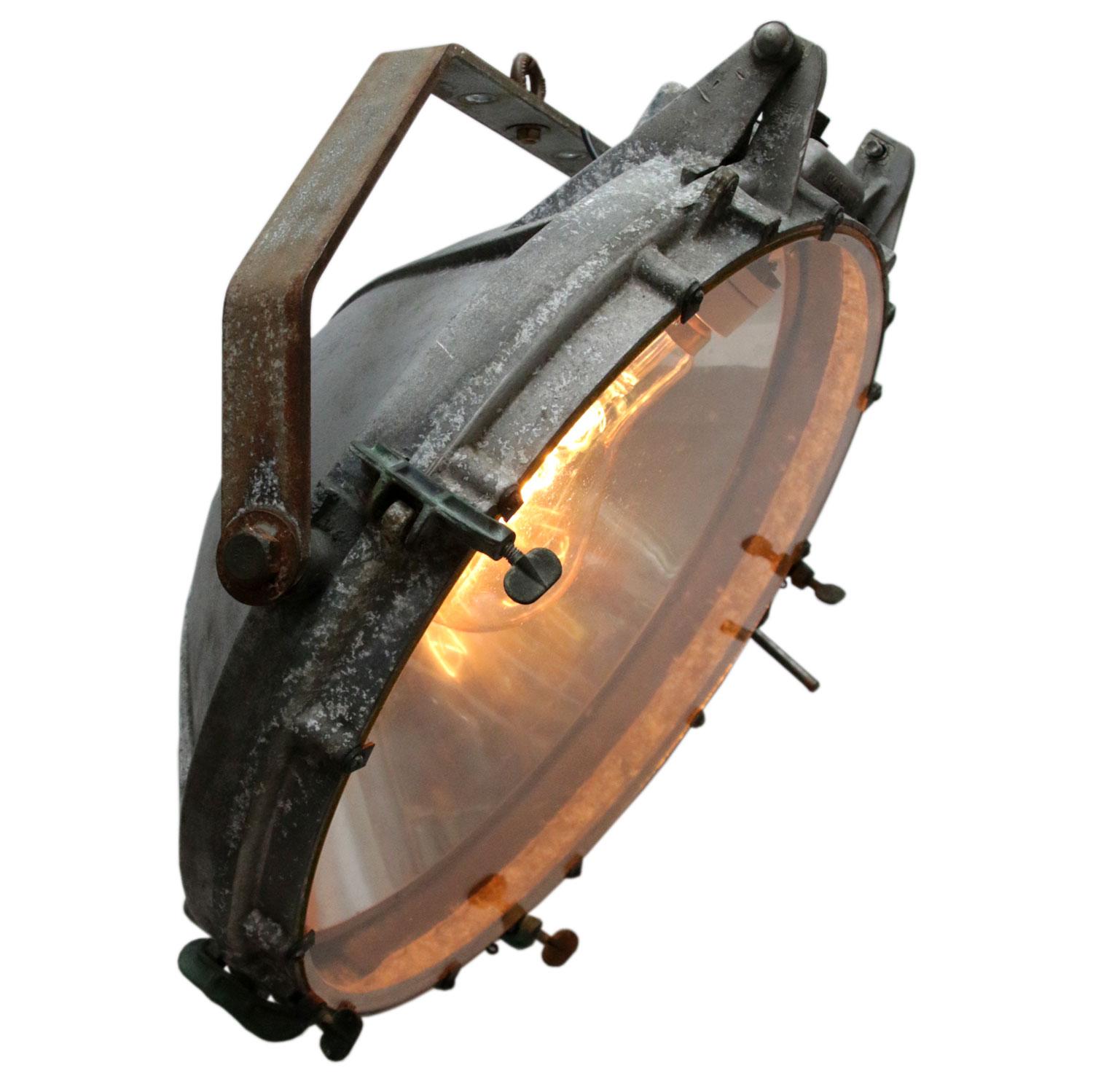 Grey Cast Aluminium Vintage Industrial Clear Glass Hanging Spot Lights