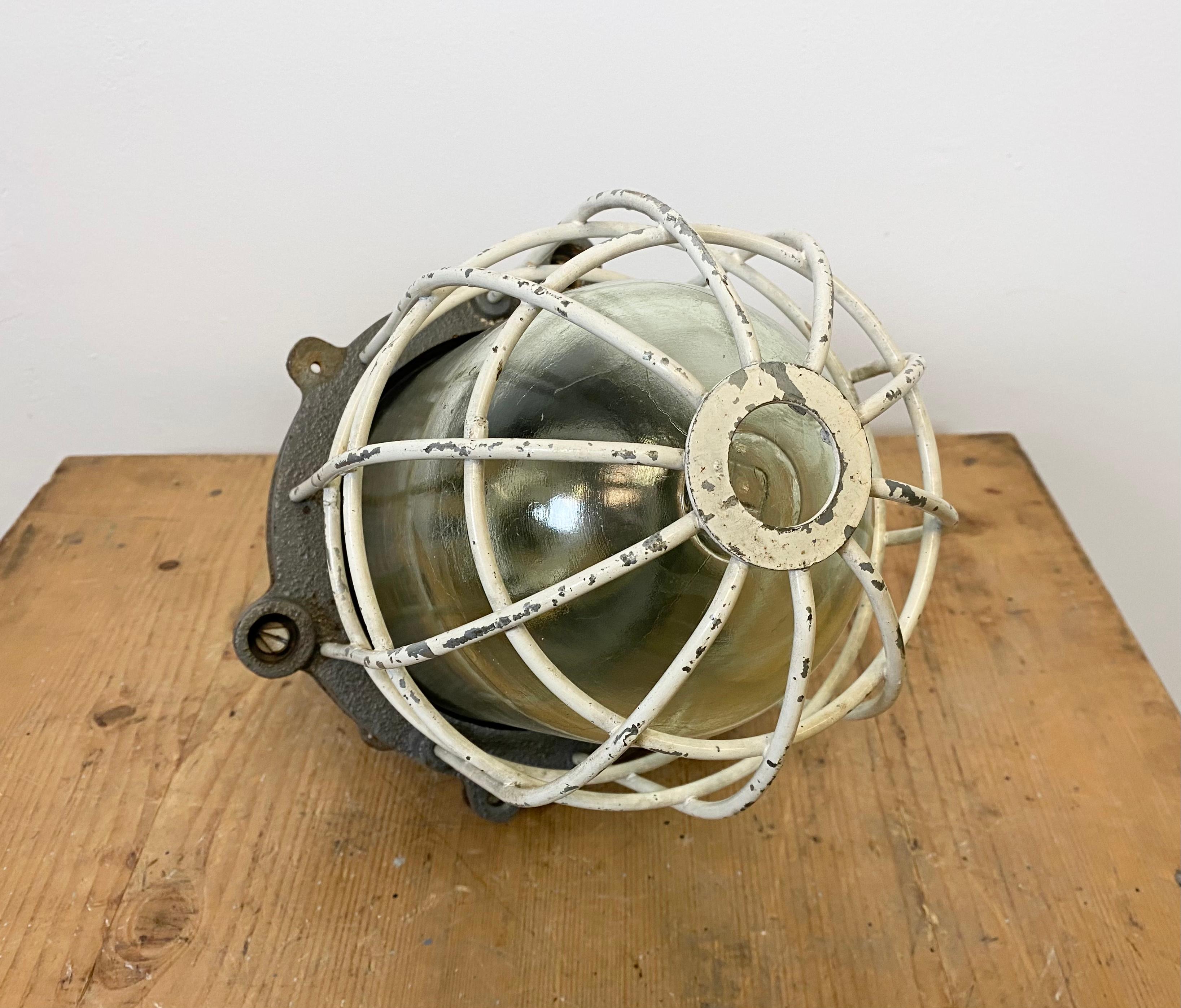 Grey Cast Iron Industrial Cage Pendant Light, 1970s For Sale 6