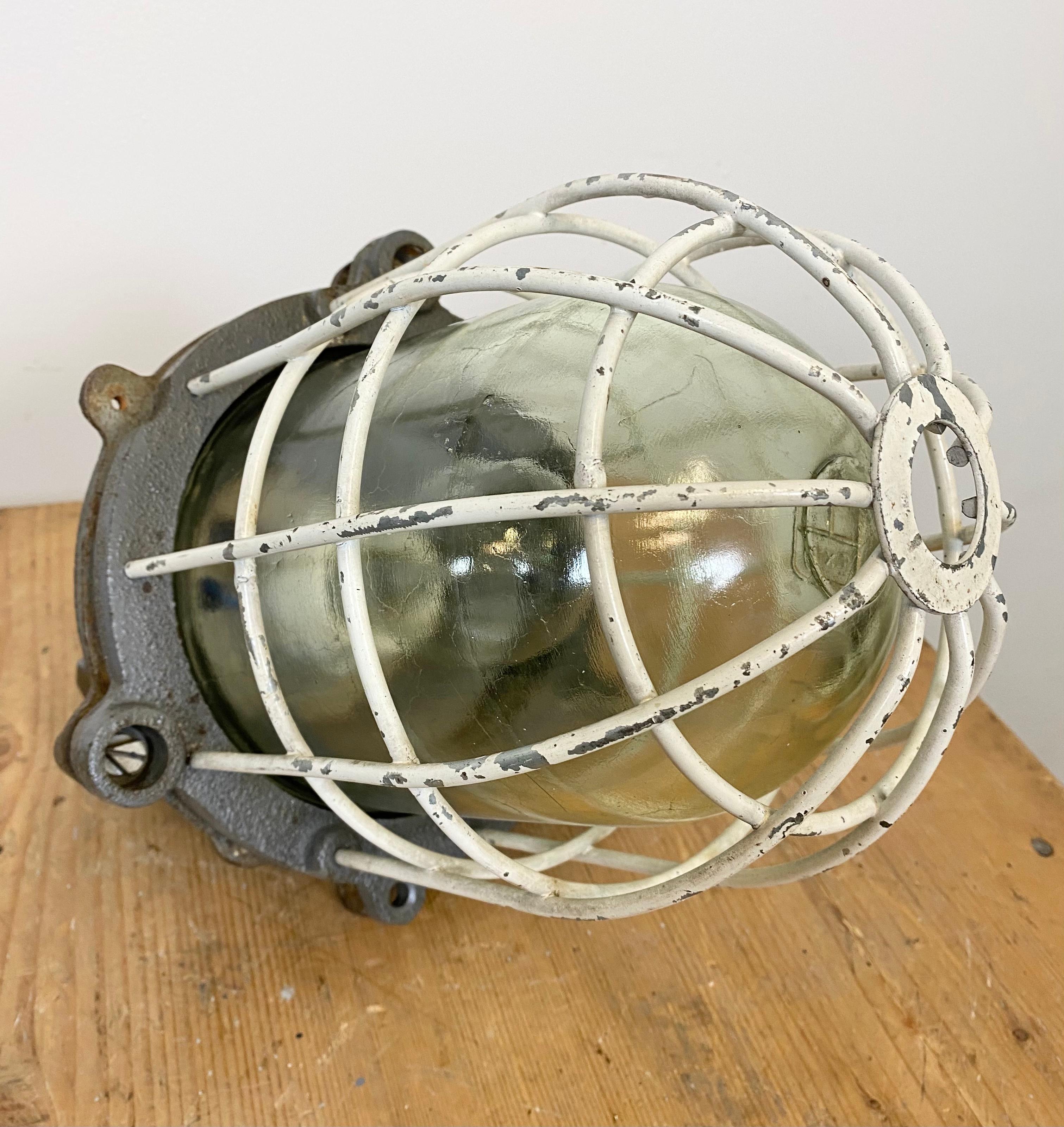 Grey Cast Iron Industrial Cage Pendant Light, 1970s For Sale 7