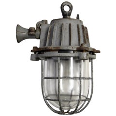 Grey Cast Iron Vintage Industrial Clear Glass Pendant Lamp