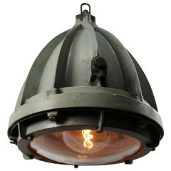 Grey Cast Iron Vintage Industrial Clear Glass Pendant Light