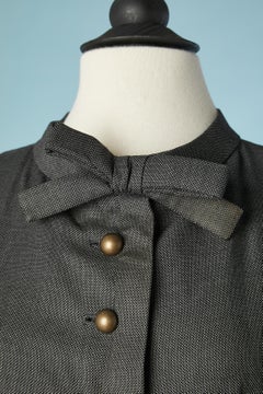Grey "caviar" wool afternoon dress Yves Saint Laurent for Christian Dior 1958