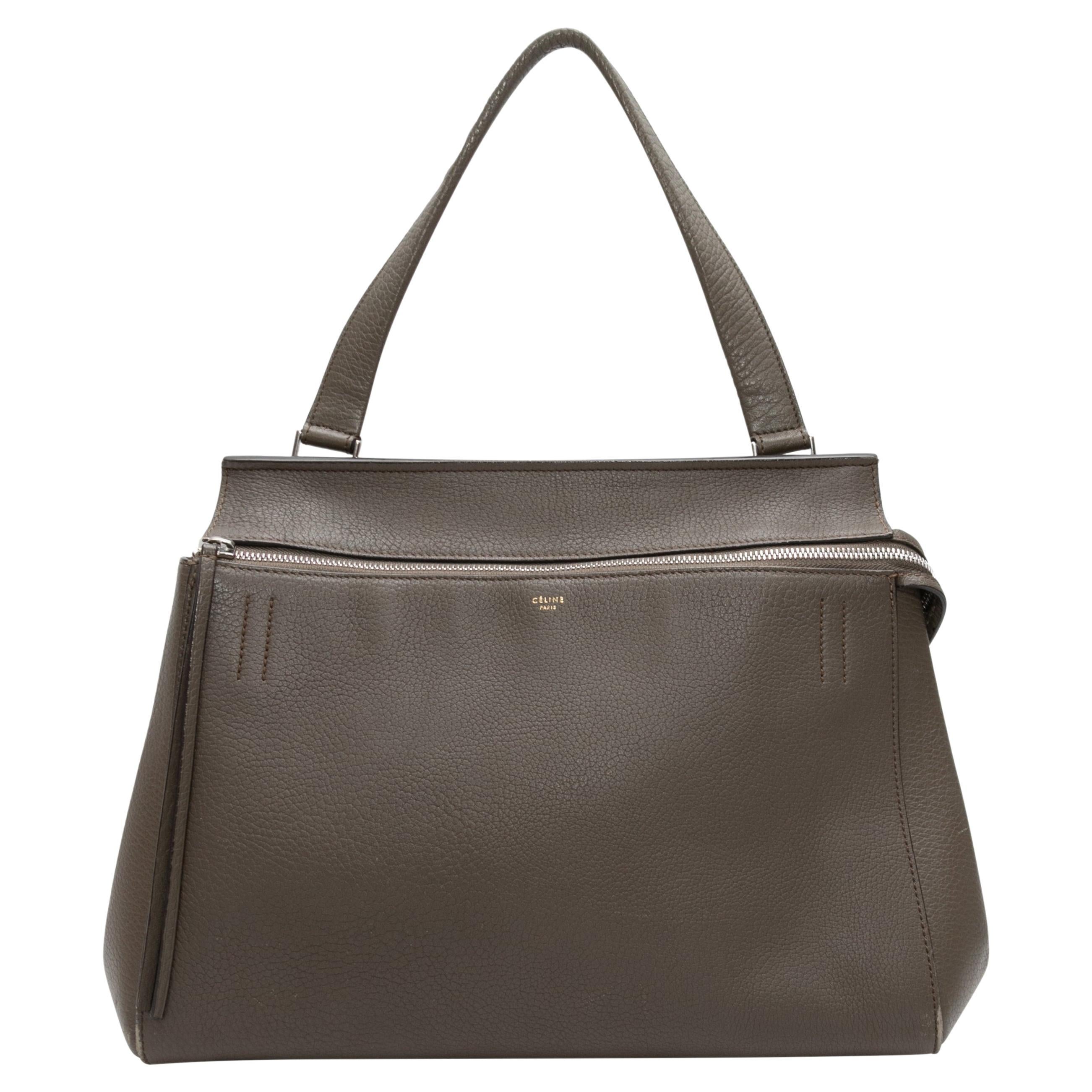 Grey Celine Leather Edge Handbag For Sale