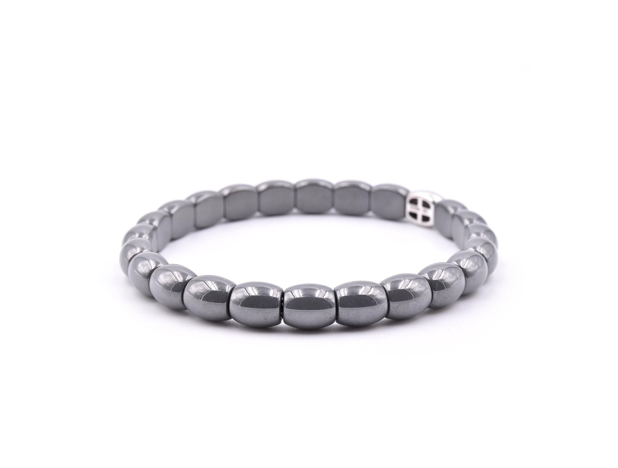 Designer: custom designed
Material: Grey Ceramic and 18K White Gold
Dimensions: bracelet will fit a 6 ½-inch wrist and it is 6.65mm wide
Weight: 20.38
