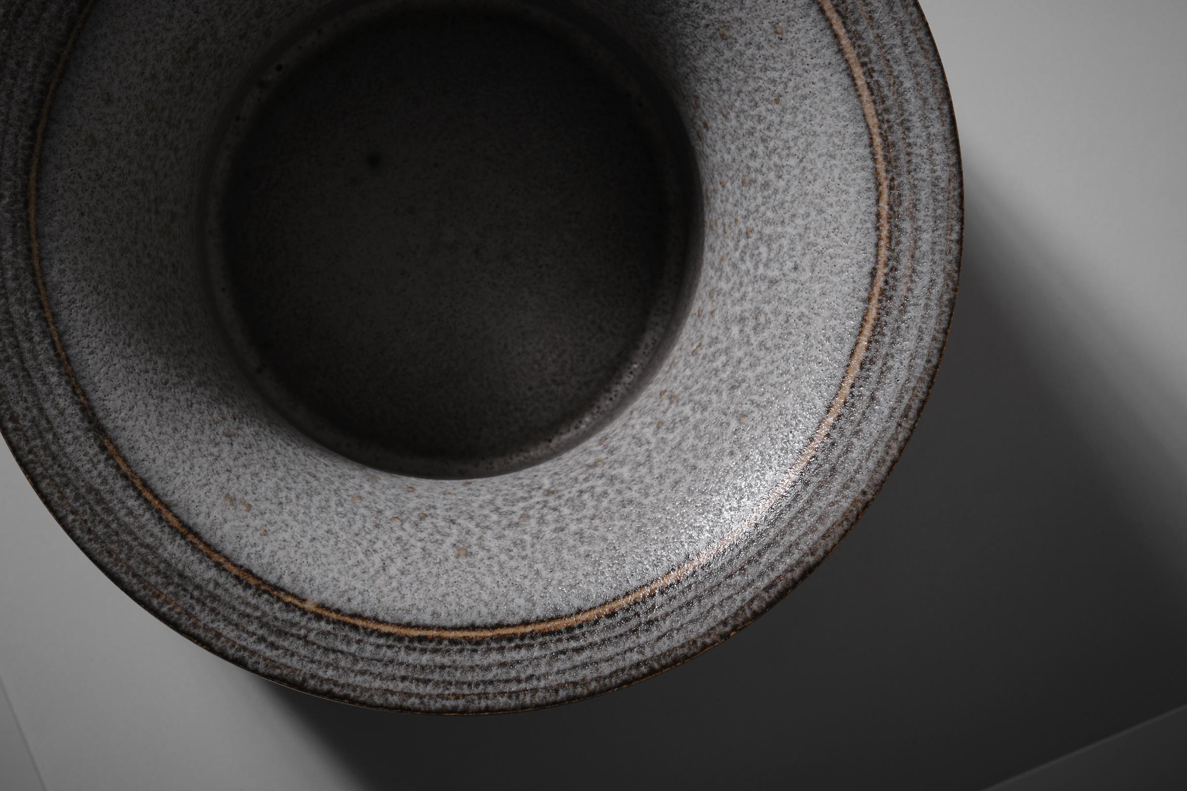 Grey Ceramic cylinder bowl by Carlo Zauli, Italy, 1960s 1