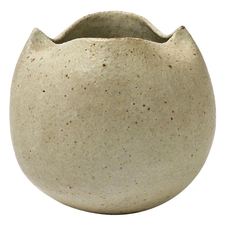 Grey Ceramic Pottery Handmade Vase Designed by M Leveque Midcentury Design