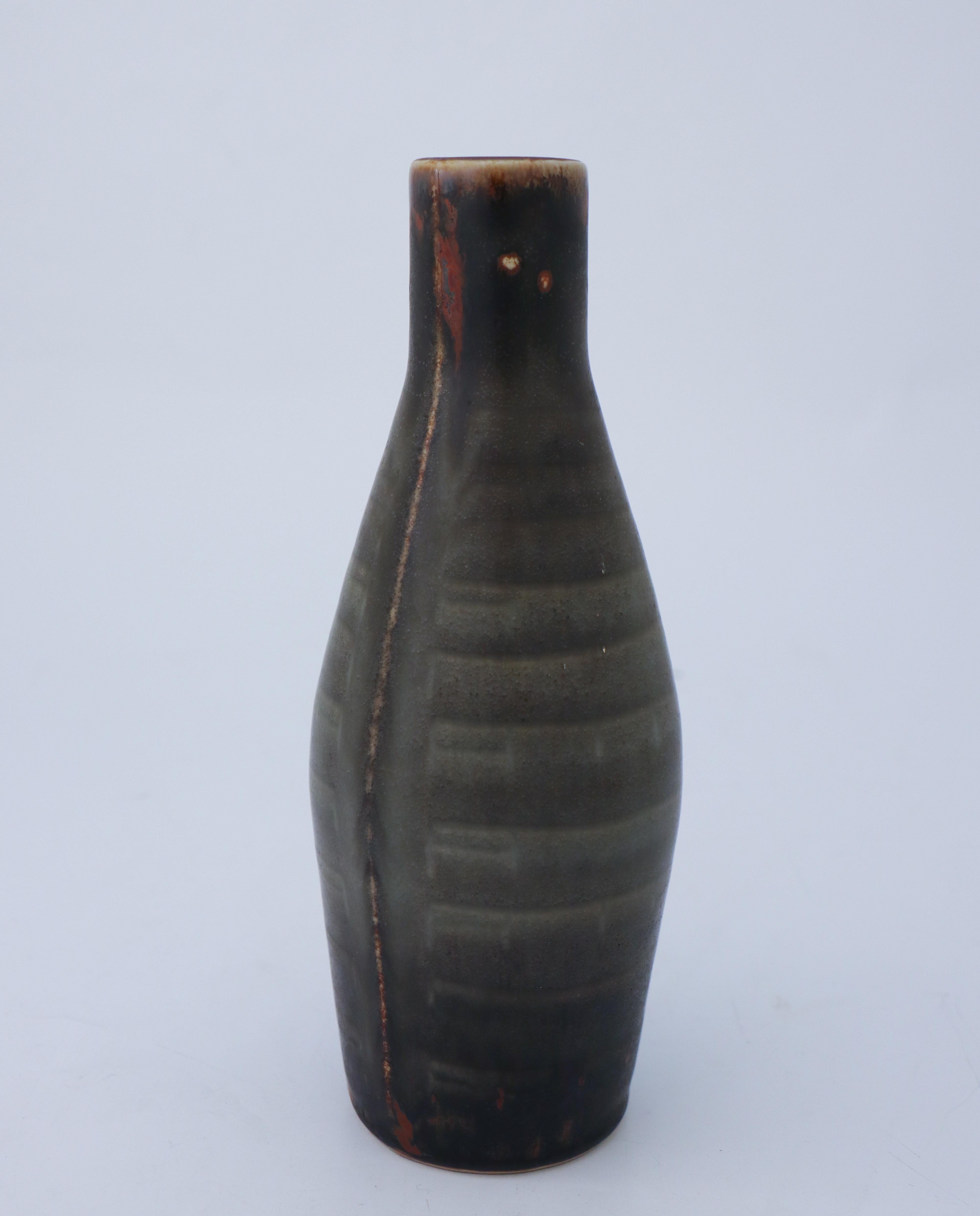 Swedish Grey Ceramic Vase, Carl-Harry Stålhane, Rörstrand Atelier, 1950s For Sale