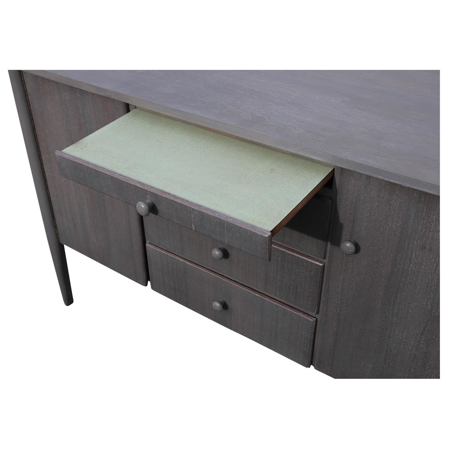 Grey Cerused Modern Danish Style Sideboard / Credenza In Good Condition In Houston, TX