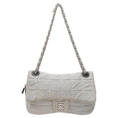 Grey Chanel 2006 Quilted Jersey Shoulder Bag
